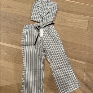 UGG KIDS White and Black Striped Pajama Set